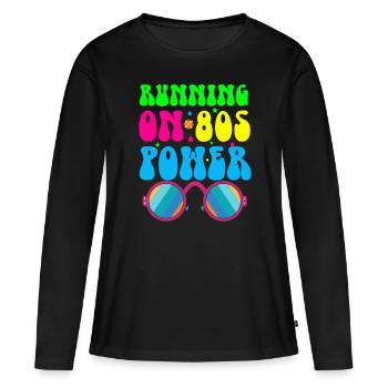 Fille garçon enfants 70 s 80 s 90 s Disco Costume tenue - T-shirt manches longues Premium bio Femme - noir - Devant - Julia (174cm)