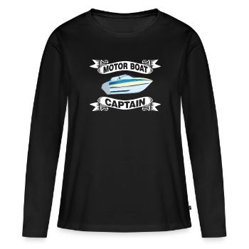 Bateau à moteur - Capitaine Bateau à moteur du lac Boater - T-shirt manches longues Premium bio Femme - noir - Devant - Julia (174cm)