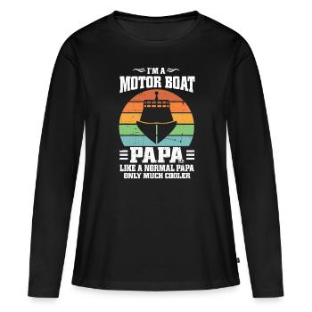 Bateau à moteur - Capitaine Bateau à moteur du lac Boater - T-shirt manches longues Premium bio Femme - noir - Devant - Julia (174cm)