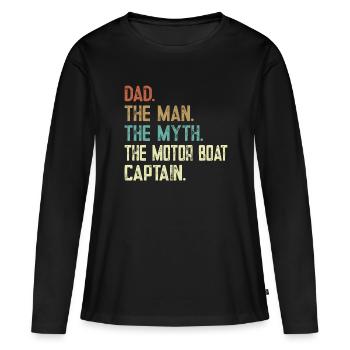 Bateau à moteur - Capitaine Bateau à moteur du lac Boater - T-shirt manches longues Premium bio Femme - noir - Devant - Julia (174cm)