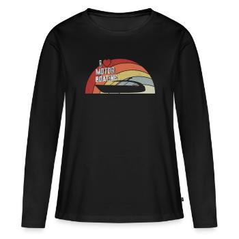 Bateau à moteur - Capitaine Bateau à moteur du lac Boater - T-shirt manches longues Premium bio Femme - noir - Devant - Julia (174cm)