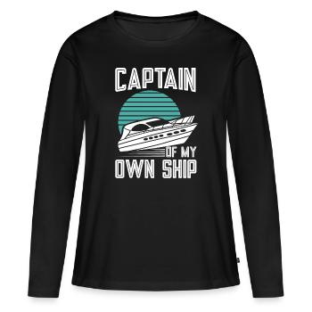 Bateau à moteur - Capitaine Bateau à moteur du lac Boater - T-shirt manches longues Premium bio Femme - noir - Devant - Julia (174cm)