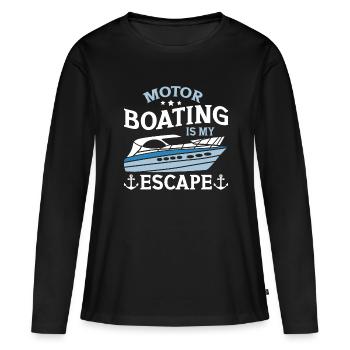 Bateau à moteur - Capitaine Bateau à moteur du lac Boater - T-shirt manches longues Premium bio Femme - noir - Devant - Julia (174cm)