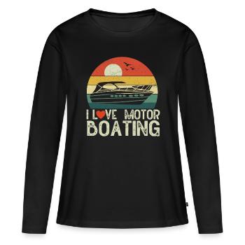 Bateau à moteur - Capitaine Bateau à moteur du lac Boater - T-shirt manches longues Premium bio Femme - noir - Devant - Julia (174cm)