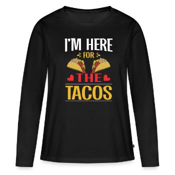 Taco drôle Fiesta mexicaine Cinco De Mayo - T-shirt manches longues Premium bio Femme - noir - Devant - Julia (174cm)