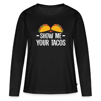 Taco drôle Fiesta mexicaine Cinco De Mayo - T-shirt manches longues Premium bio Femme - noir - Devant - Julia (174cm)