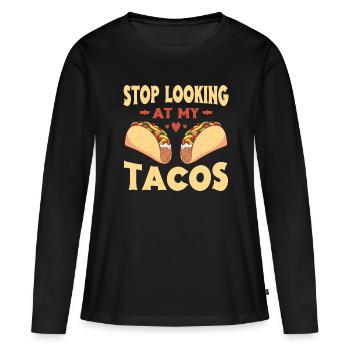 Taco drôle Fiesta mexicaine Cinco De Mayo - T-shirt manches longues Premium bio Femme - noir - Devant - Julia (174cm)