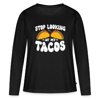Taco drôle Fiesta mexicaine Cinco De Mayo - T-shirt manches longues Premium bio Femme - noir - Devant - Julia (174cm)