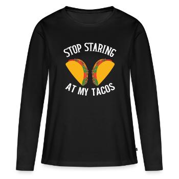 Taco drôle Fiesta mexicaine Cinco De Mayo - T-shirt manches longues Premium bio Femme - noir - Devant - Julia (174cm)