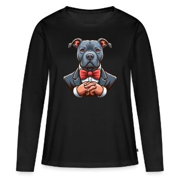Pitbull en smoking - T-shirt manches longues Premium bio Femme - noir - Devant - Julia (174cm)