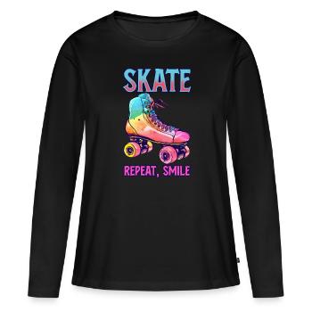 Patins à roulettes drôle des années 80 Roller Disco patinage - T-shirt manches longues Premium bio Femme - noir - Devant - Julia (174cm)