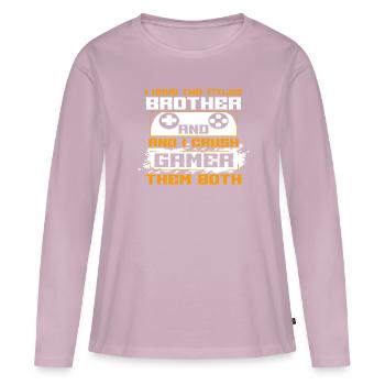 Jeux Vidéo Jeux Garçons Frère Adolescent - T-shirt manches longues Premium bio Femme - rose poudré - Devant - Julia (174cm)