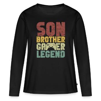 Jeux Vidéo Jeux Garçons Frère Adolescent - T-shirt manches longues Premium bio Femme - noir - Devant - Julia (174cm)