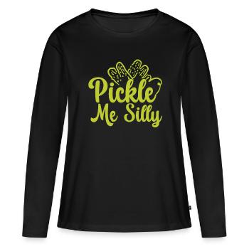 Concombre Concombre Amateur de nourriture Amoureux du concombre - T-shirt manches longues Premium bio Femme - noir - Devant - Julia (174cm)