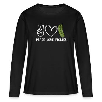 Concombre Concombre Amateur de nourriture Amoureux du concombre - T-shirt manches longues Premium bio Femme - noir - Devant - Julia (174cm)