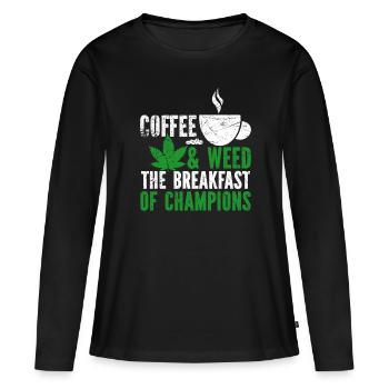 Weed Coffee Cannabis Stoner Caffeine Ganja - Women's Premium Organic Long Sleeve Shirt - black - Front - Julia (174cm)