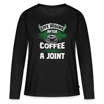 Weed Coffee Cannabis Stoner Caffeine Ganja - Women's Premium Organic Long Sleeve Shirt - black - Front - Julia (174cm)