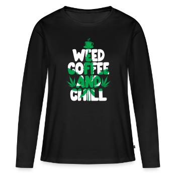Weed Coffee Cannabis Stoner Caffeine Ganja - Women's Premium Organic Long Sleeve Shirt - black - Front - Julia (174cm)