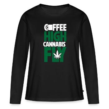 Weed Coffee Cannabis Stoner Caffeine Ganja - Women's Premium Organic Long Sleeve Shirt - black - Front - Julia (174cm)