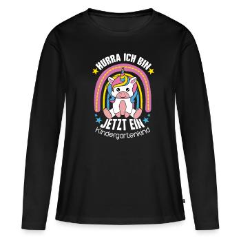 Hourra de maternelle, j’en suis un maintenant - T-shirt manches longues Premium bio Femme - noir - Devant - Julia (174cm)