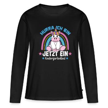 Hourra de maternelle, j’en suis un maintenant - T-shirt manches longues Premium bio Femme - noir - Devant - Julia (174cm)