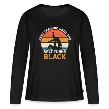 Jiu Jitsu Brésilien BJJ MMA Grappling - T-shirt manches longues Premium bio Femme - noir - Devant - Julia (174cm)