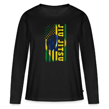 Jiu Jitsu Brésilien BJJ MMA Grappling - T-shirt manches longues Premium bio Femme - noir - Devant - Julia (174cm)