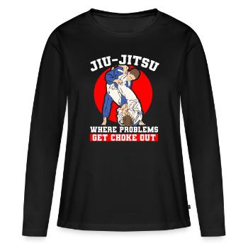 Jiu Jitsu Brésilien BJJ MMA Grappling - T-shirt manches longues Premium bio Femme - noir - Devant - Julia (174cm)