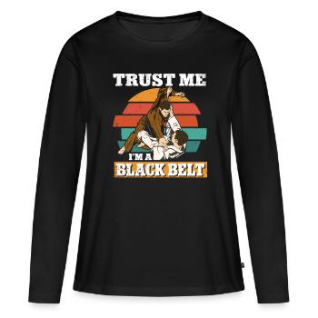 Jiu Jitsu Brésilien BJJ MMA Grappling - T-shirt manches longues Premium bio Femme - noir - Devant - Julia (174cm)