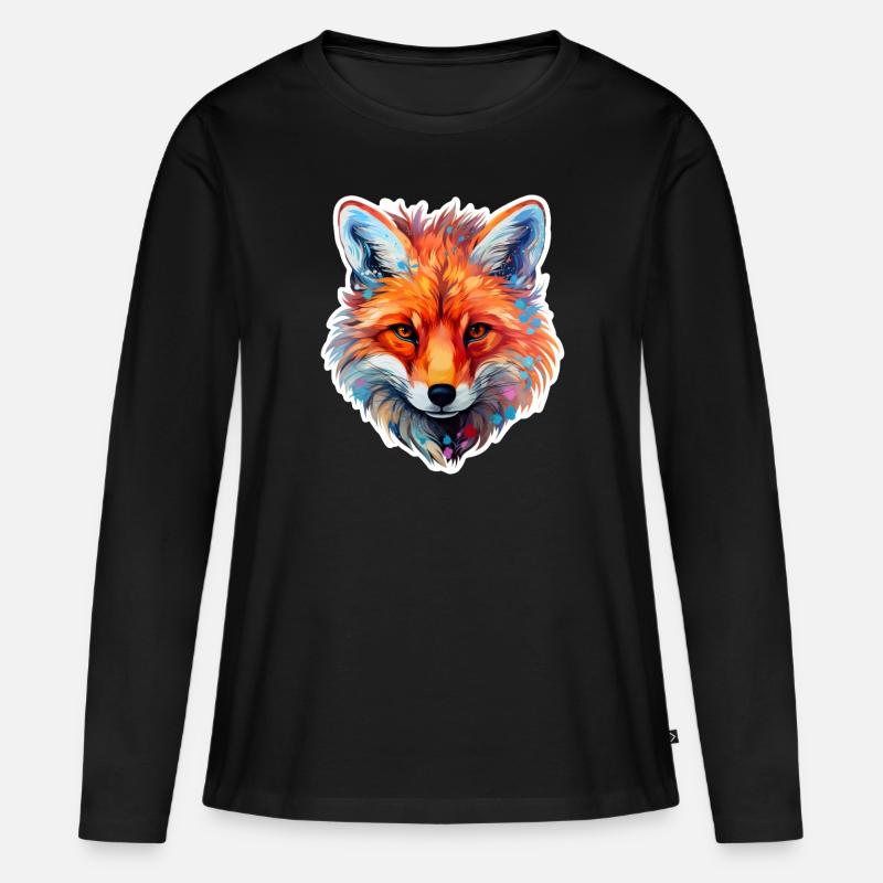 Fox head coloured - Women's Premium Organic Long Sleeve Shirt - black