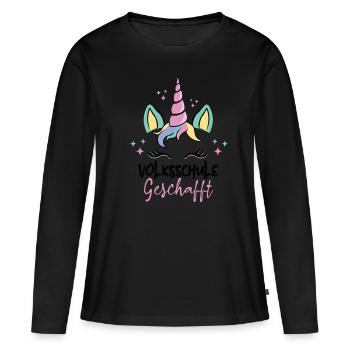Elementary School Done Unicorn Magic School - Women's Premium Organic Long Sleeve Shirt - black - Front - Julia (174cm)