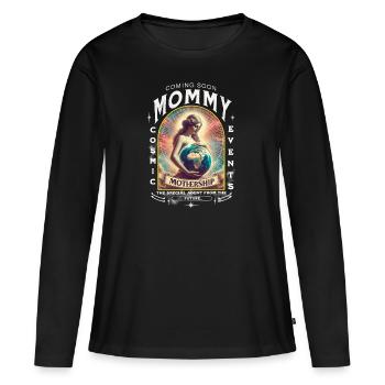 tshirt " maman évènements cosmique " - T-shirt manches longues Premium bio Femme - noir - Devant - Julia (174cm)