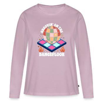 Disco Groovy Hippie 70s 80er Vintage Siebziger - Frauen Premium Bio Langarmshirt - Altrosa - Vorne - Julia (174cm)