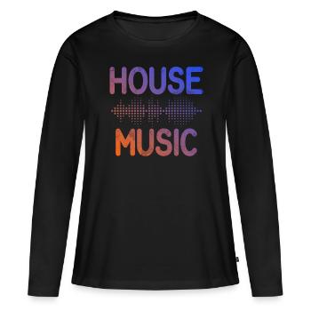 Hausmusik EDM Rave DJ Electro Deep House Lover - Frauen Premium Bio Langarmshirt - Schwarz - Vorne - Julia (174cm)