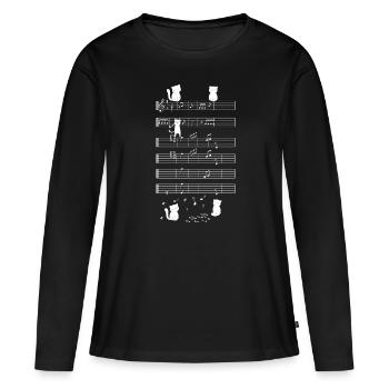 Cats playing with music note cat - Women's Premium Organic Long Sleeve Shirt - black - Front - Julia (174cm)
