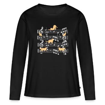 Cats playing with music note cat - Women's Premium Organic Long Sleeve Shirt - black - Front - Julia (174cm)
