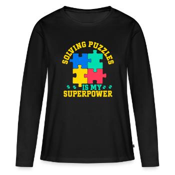 Puzzle Pièce Puzzle Amateur de Puzzle - T-shirt manches longues Premium bio Femme - noir - Devant - Julia (174cm)