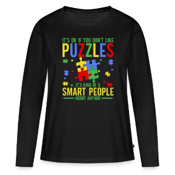 Puzzle Pièce Puzzle Amateur de Puzzle - T-shirt manches longues Premium bio Femme - noir - Devant - Julia (174cm)