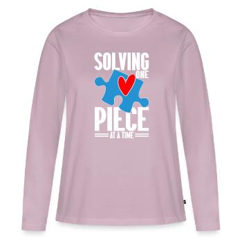 Puzzle Pièce Puzzle Amateur de Puzzle - T-shirt manches longues Premium bio Femme - rose poudré - Devant - Julia (174cm)