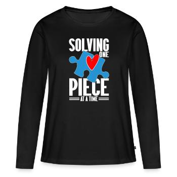 Puzzle Pièce Puzzle Amateur de Puzzle - T-shirt manches longues Premium bio Femme - noir - Devant - Julia (174cm)