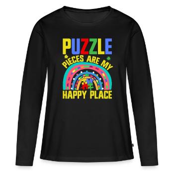 Puzzle Pièce Puzzle Amateur de Puzzle - T-shirt manches longues Premium bio Femme - noir - Devant - Julia (174cm)