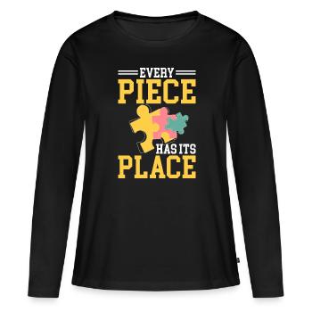 Puzzle Pièce Puzzle Amateur de Puzzle - T-shirt manches longues Premium bio Femme - noir - Devant - Julia (174cm)