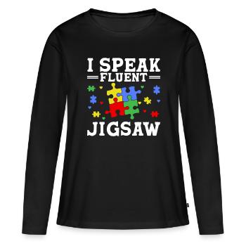 Puzzle Pièce Puzzle Amateur de Puzzle - T-shirt manches longues Premium bio Femme - noir - Devant - Julia (174cm)