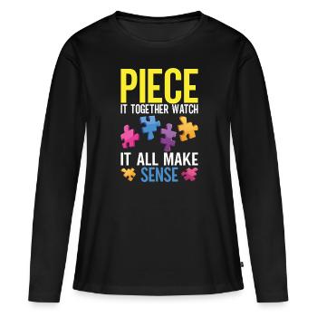 Puzzle Pièce Puzzle Amateur de Puzzle - T-shirt manches longues Premium bio Femme - noir - Devant - Julia (174cm)