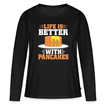 Pancake Breakfast Syrup Food Funny - Women's Premium Organic Long Sleeve Shirt - black - Front - Julia (174cm)