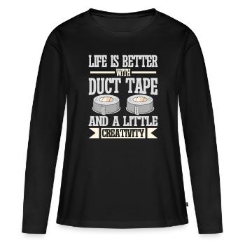 Ruban adhésif Engineer Humorous pour hommes - T-shirt manches longues Premium bio Femme - noir - Devant - Julia (174cm)
