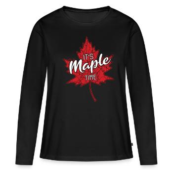 It's Maple Time Maple Leaf Maple Tree Maple Leaf - Women's Premium Organic Long Sleeve Shirt - black - Front - Julia (174cm)