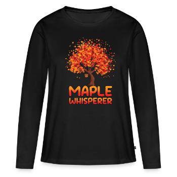 Maple Whisperer Tapping Maple Tree Maple Leaf - Women's Premium Organic Long Sleeve Shirt - black - Front - Julia (174cm)