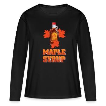 Maple Syrup Maple Tapping Maple Tree Maple Leaf - Women's Premium Organic Long Sleeve Shirt - black - Front - Julia (174cm)
