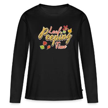 Blatt Peeping Zeit Laub Blatt Peeper - Frauen Premium Bio Langarmshirt - Schwarz - Vorne - Julia (174cm)
